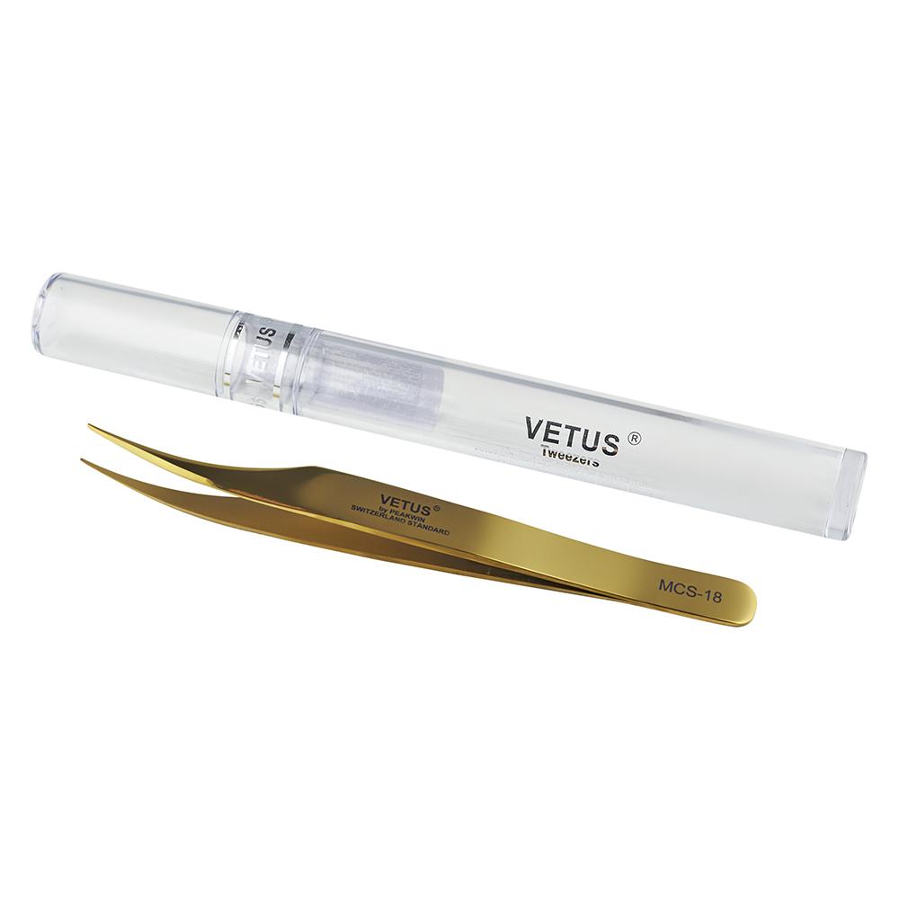 Пинцет VETUS MCS-18 Gold изогнутый 122 мм