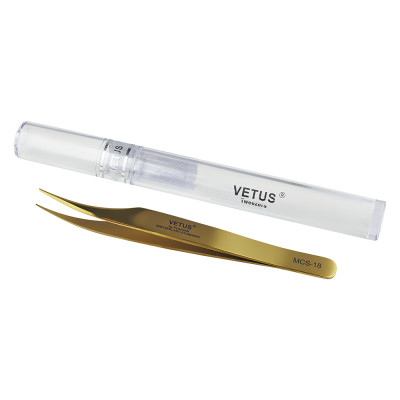 Пинцет VETUS MCS-18 Gold изогнутый 122 мм