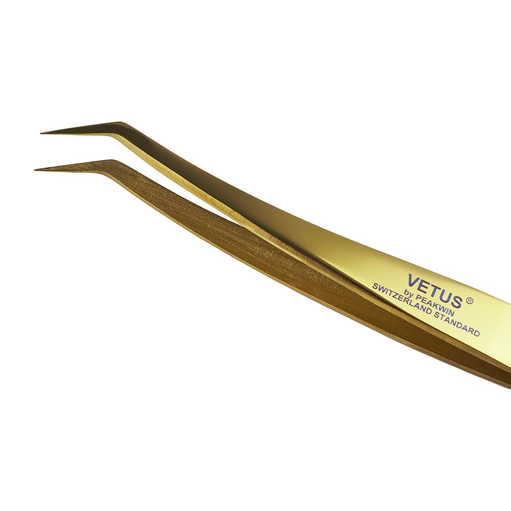 Пинцет VETUS MCS-19 Gold изогнутый 125 мм