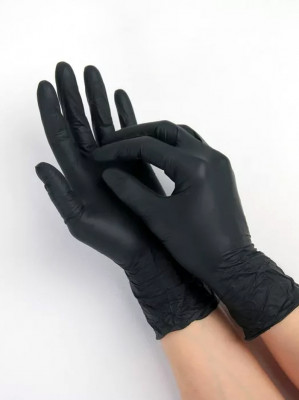Перчатки нитриловые, черные, S (упак.50 пар)