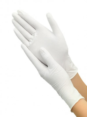 Перчатки нитриловые, белые, M (упак.50 пар)