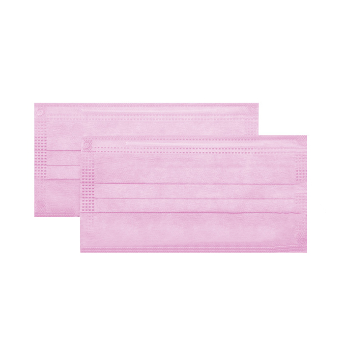 Маска одноразовая 3-х слойная, мельтблаун, розовая (упак.50 штук)